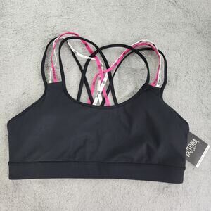 NEW Victoria Sport Sports Bra Womens XL Black‎ Pink Crisscross Strappy Workout